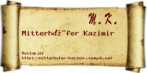 Mitterhöfer Kazimir névjegykártya